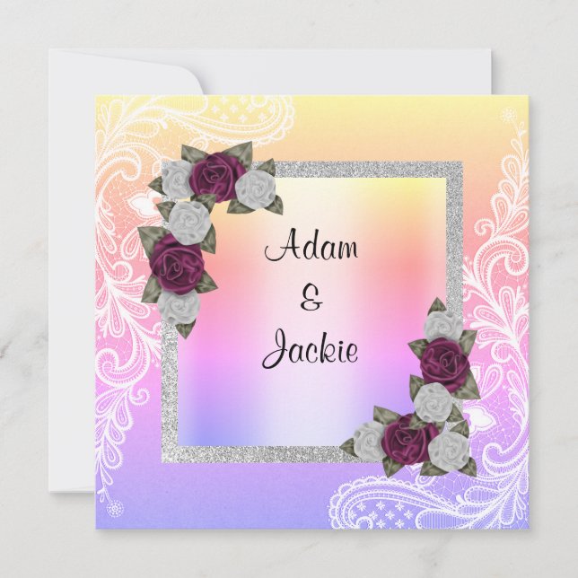 Invitation Dentelle pastel florale mariage nouvelle (Devant)
