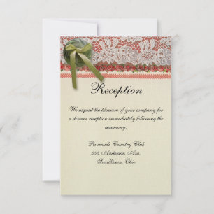 Invitation Dentelle Rose Antique Rouge Rustique Burlap Victor
