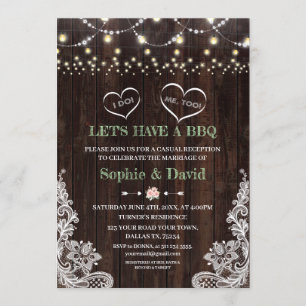 Invitation Dentelle rose Blush Floral Lights Grange I DO BBQ
