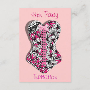 Invitation Dentelle rose Corset Girlie Hen Party Personnalisé