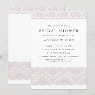 Invitation Dentelle rose Élégant Moderne Douche nuptiale Invi
