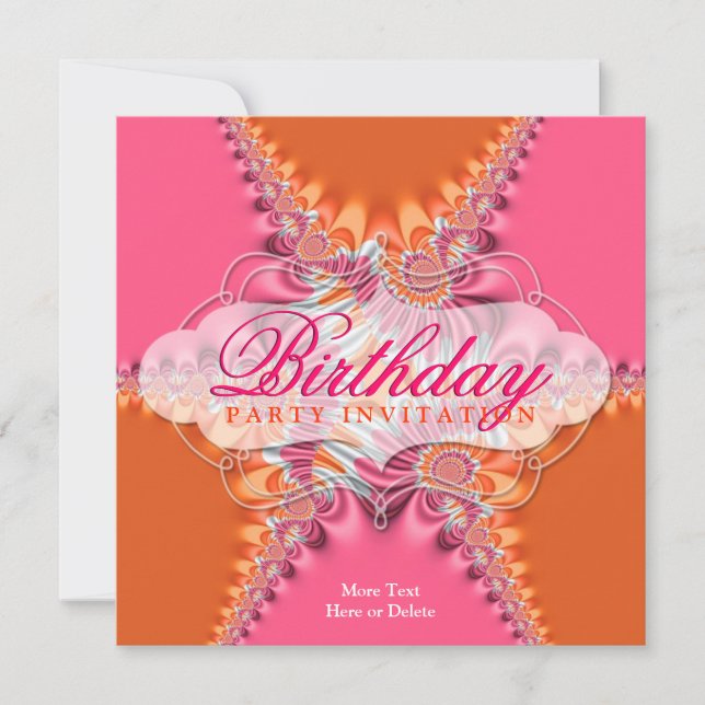 Invitation Dentelle rose Orange Exotique Anniversaire Invitat (Devant)