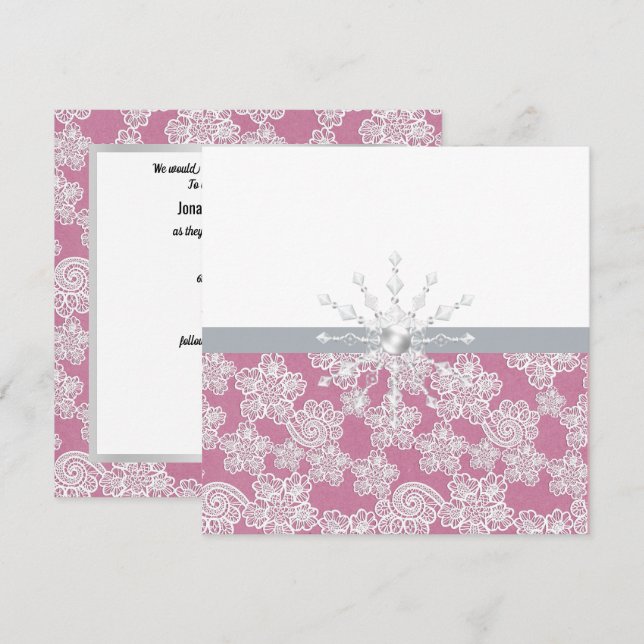 Invitation Dentelle rose pâle (Devant / Derrière)