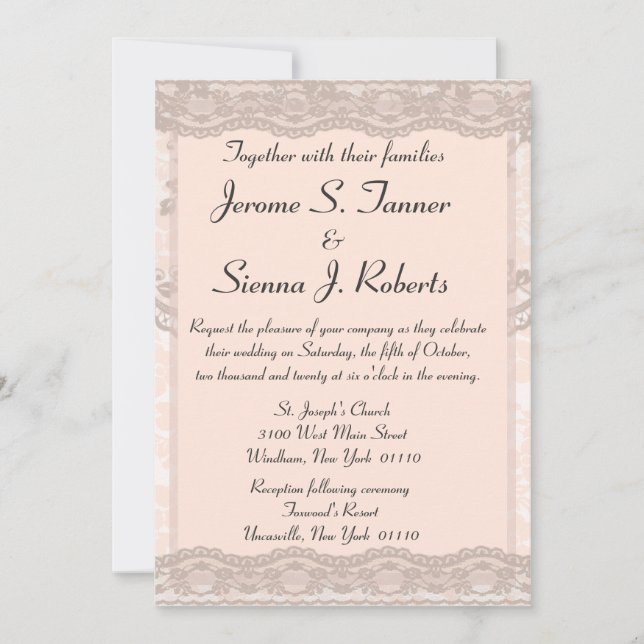 Invitation Dentelle rose Vintage (Devant)