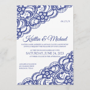 Invitation Dentelle rustique - Royal Blue