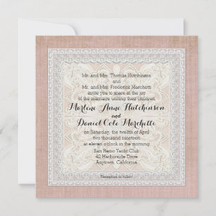 Invitation Dentelle rustique w âge Linge Vintage Pays Éléganc