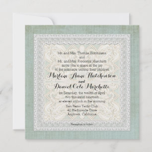 Invitation Dentelle rustique w âge Linge Vintage Pays Éléganc