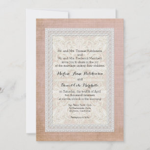 Invitation Dentelle rustique w âge Linge Vintage Pays Éléganc