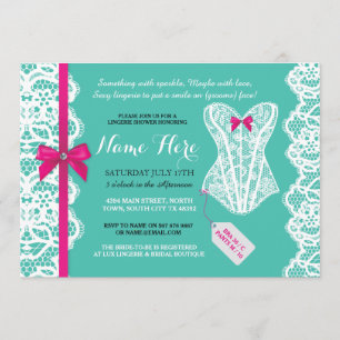 Invitation Dentelle Turquoise de la Lingerie Shower