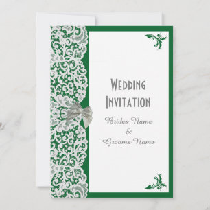 Invitation Dentelle verte et blanche, mariage traditionnelle
