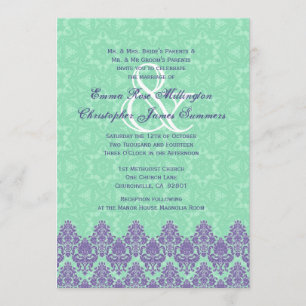 Invitation Dentelle verte pourpre et en bon état mariage