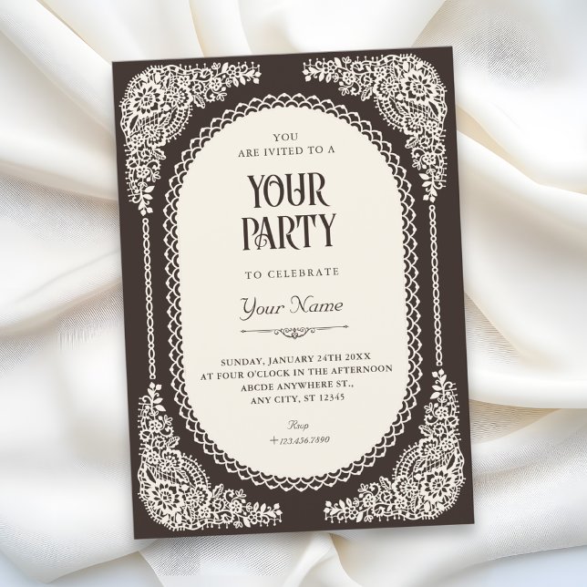Invitation Dentelle victorienne de romance sombre  (Créateur téléchargé)