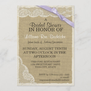 Invitation Dentelle vintage et Fête des mariées de ruban