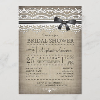 Invitation Dentelle Vintage et Linen Rustic Country Fête de l