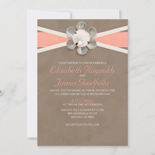 Invitation Dentelle vintage et perles épousant des (Devant)