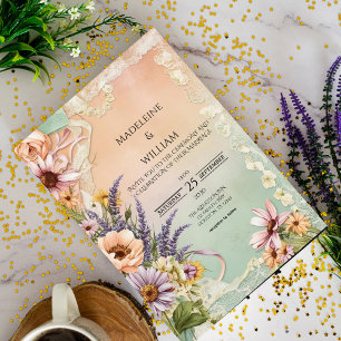 Invitation Dentelle vintage florale Élégant Mariage romantiqu