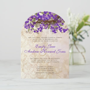 Invitation Dentelle vintage pourpre en fleurs