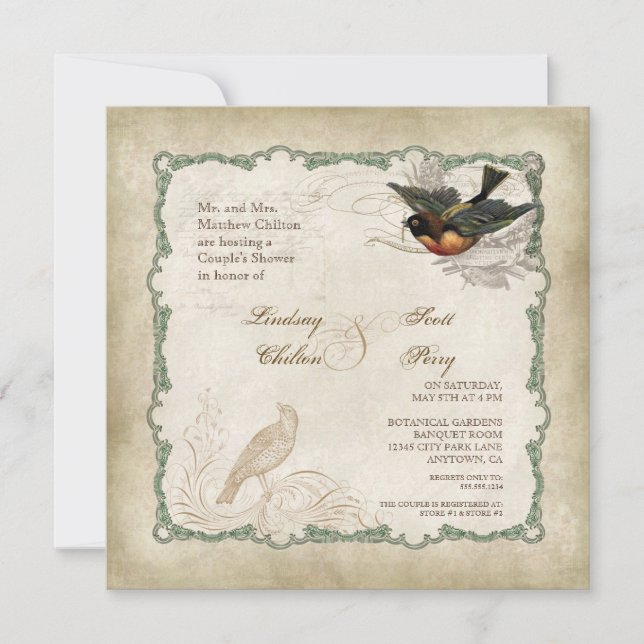 Invitation Dentelle Vintage Rose - Aqua Blue (Devant)
