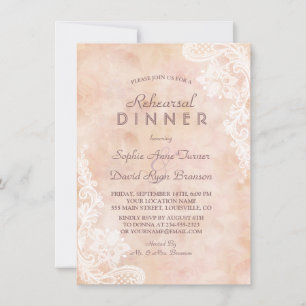 Invitation Dentelle vintage Rose Vieux Dîner de répétition pa