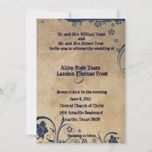 Invitation Dentelles bleues de Shabby et mariage de parchemin