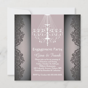 Invitation Dentelles de damas, chandelier Partie d'engagement