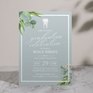Invitation Dentist Botanical Foliage Elégant Graduation Party