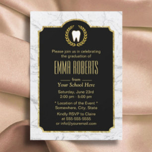 Invitation Dentist Dental School Graduation Marbre moderne