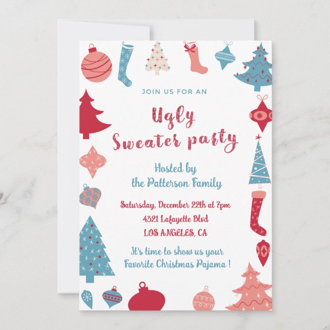Invitation d'entreprise pour une soirée pull moche (Devant)