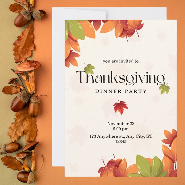 Invitation Départ D'Automne Moderne Thanksgiving Dîner (Créateur téléchargé)