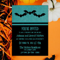 Déplaisant Bats Halloween Invitation, Turquoise