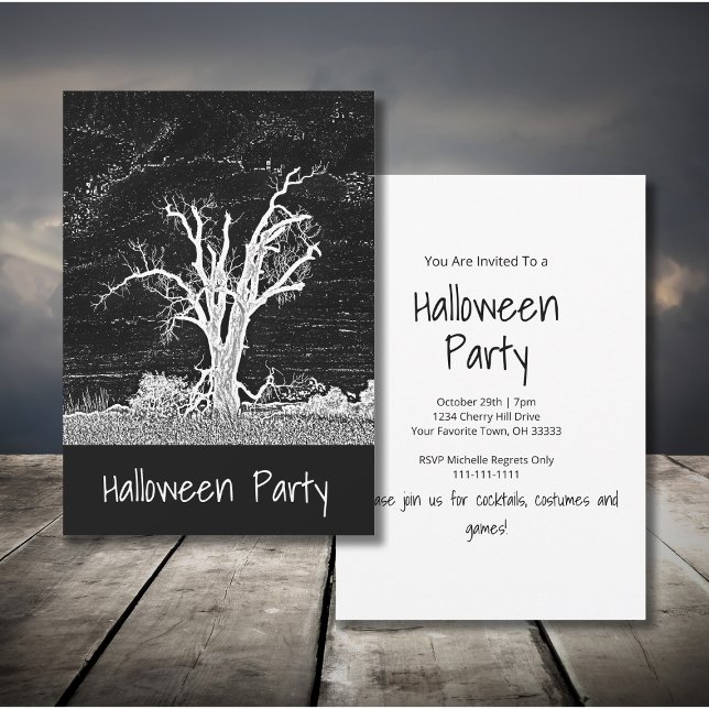 Invitation Déplaisant Black White Gothique Halloween Party (Créateur téléchargé)