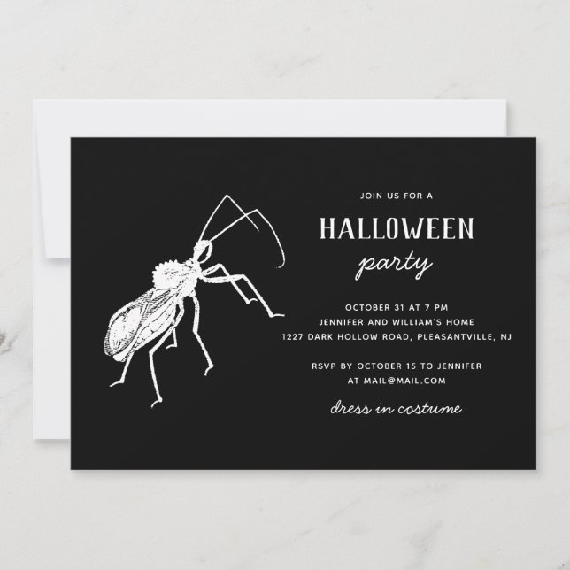 Invitation Déplaisant Bug Black Halloween Party | Insecte éff (Devant)