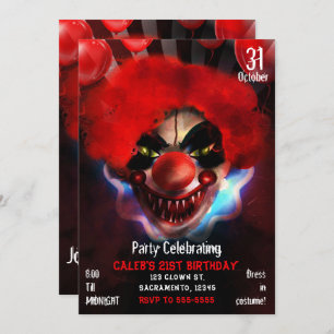 Invitation Déplaisant Clown tueur effrayant Halloween fête d'