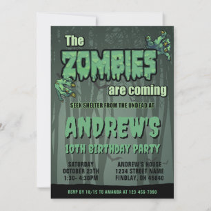 Invitation Déplaisant Dark Green Zombie fête d'anniversaire