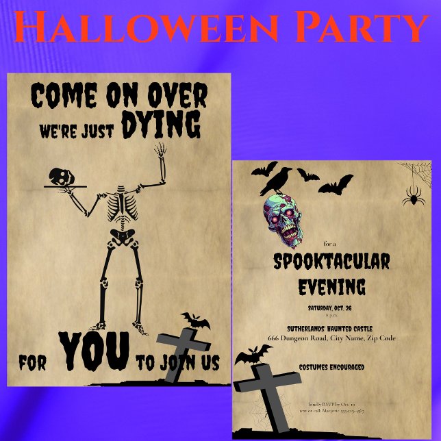 Invitation Déplaisant Skeleton Spooktacular Halloween Party (Créateur téléchargé)