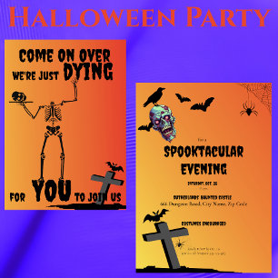 Invitation Déplaisant Skeleton Spooktacular Halloween Party