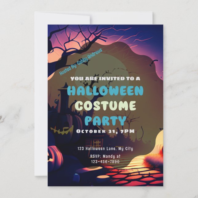 Invitation Déplaisant Village Jack O' Lanterns Halloween Vint (Devant)