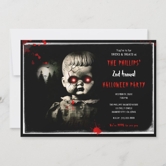 Invitation Déplaisante Haunted Doll Halloween Costume Party (Devant)