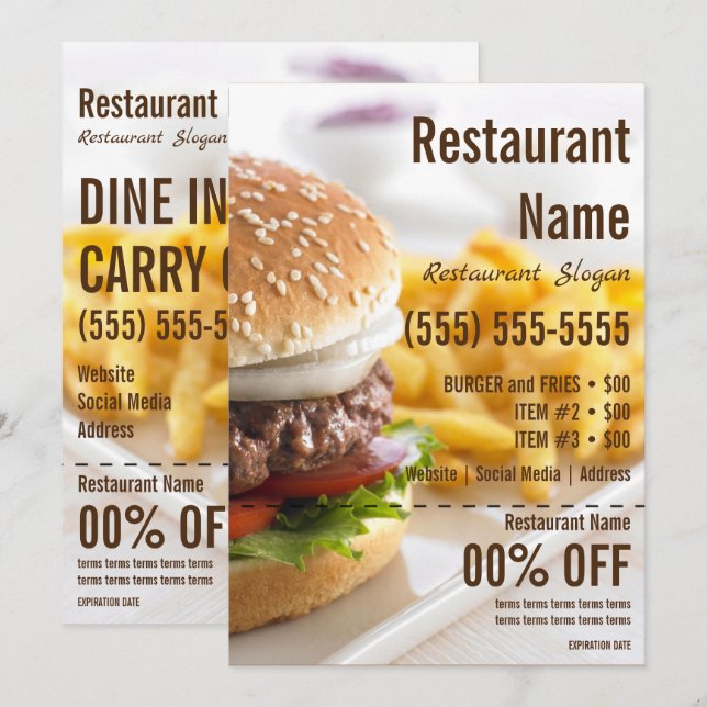 Invitation Dépliant Burger 5x7 (Devant / Derrière)