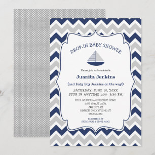 Invitation Déposez dans le baby shower garçon de voilier