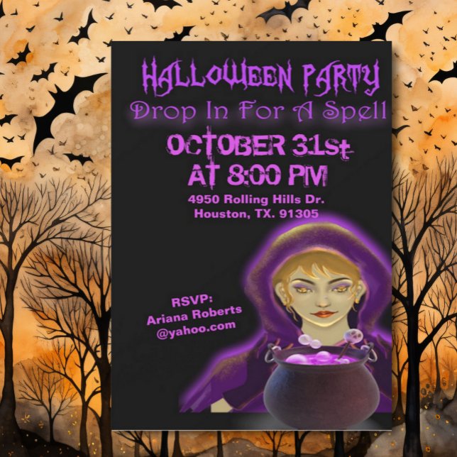 Invitation Déposez-Vous Pour Une Fête D'Halloween Spell (Créateur téléchargé)