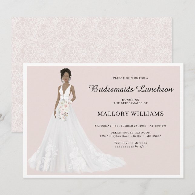 Invitation d'épouses pour déjeuner nuptiale (Devant / Derrière)