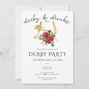 Invitation Derby de chevaux de course modernes et soirée bois