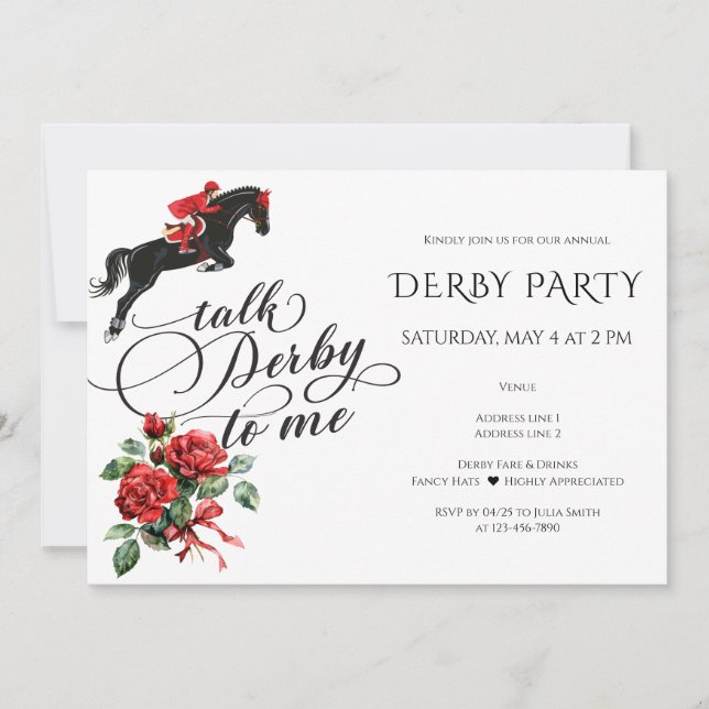 Invitation Derby & Drinks Party Course moderne Cheval équestr (Devant)