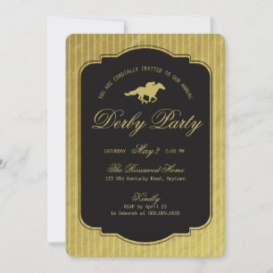Invitation Derby Équestre Moderne Course de Chevaux Noir et O