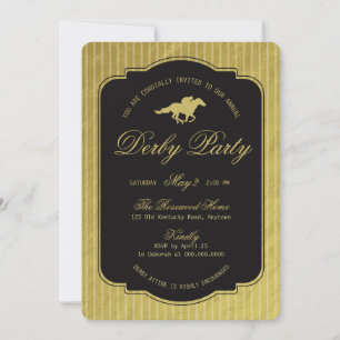 Invitation Derby Équestre Moderne Course de Chevaux Noir et O
