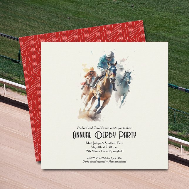 Invitation Derby Hors et Jockeys Party (Derby Racehorses and Jockeys Party Invitations)