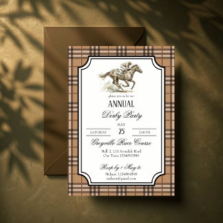 Invitation Derby horse racing party elegant gingham