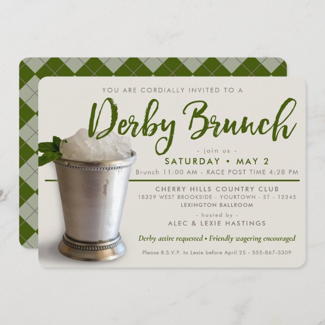 Invitation Derby | Jus de menthe | Brunch Party (Devant / Derrière)