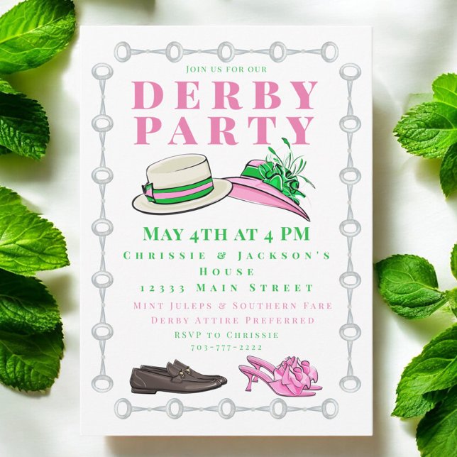 Invitation Derby Parti Casquette Chaussures Mode Preppy (Créateur téléchargé)